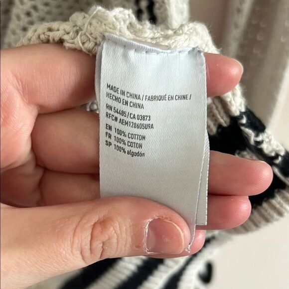 Cream and Black Long-Line Cardigan Sweater - Picture 3 of 5